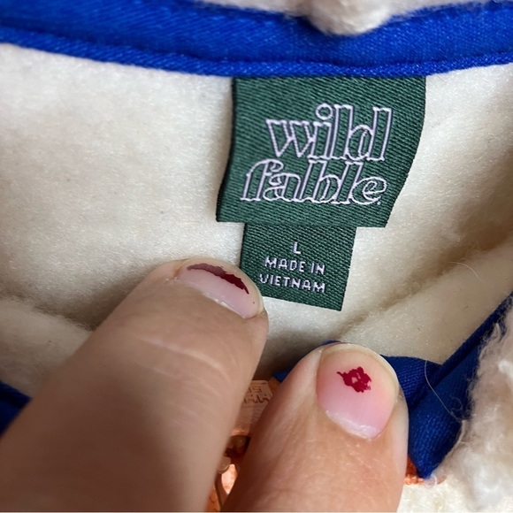 Wild Fable off white Sherpa hooded pullover quarter zip size‎ large - Picture 4 of 7